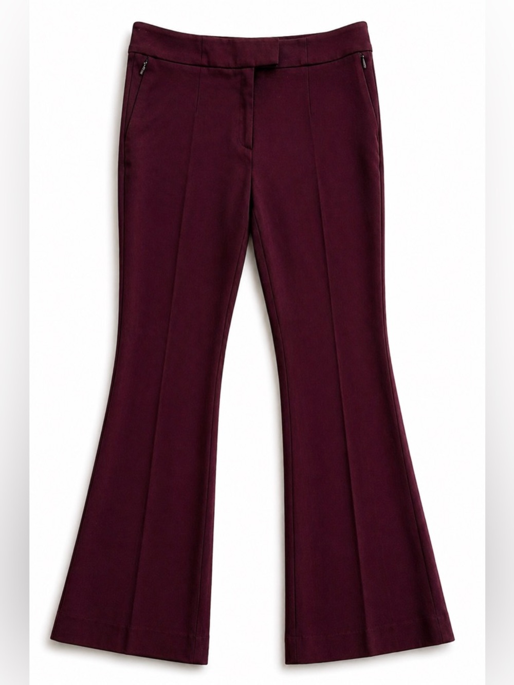 Worth Collection Maroon Kick Flare Pants Stretch Slim Trousers Flattering Size 4
